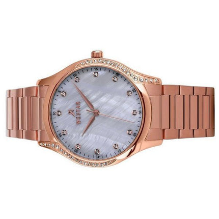 Westar Zing Crystal Accents Rose Gold Sävy ruostumaton teräs valkoinen Mother Of Pearl Dial Quartz 00127PPN611 naisten kello