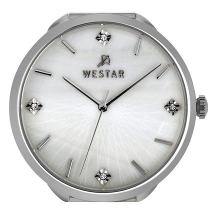 Westar Zing Crystal Accents ruostumattomasta teräksestä valmistettu valkoinen helmikellokvartsi 00128STN11 naisten kello