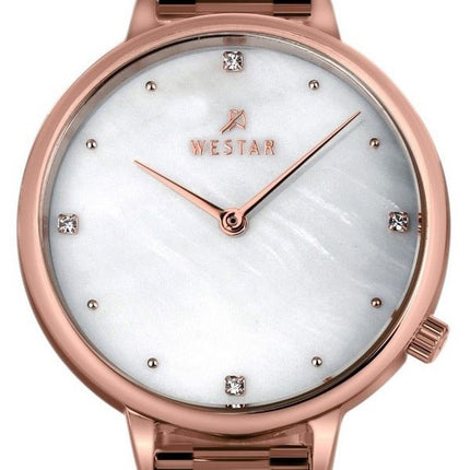 Westar Zing Crystal Accents Rose Gold Sävy ruostumaton teräs valkoinen Mother Of Pearl Dial Quartz 00135PPN611 naisten kello