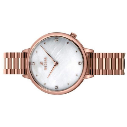 Westar Zing Crystal Accents Rose Gold Sävy ruostumaton teräs valkoinen Mother Of Pearl Dial Quartz 00135PPN611 naisten kello