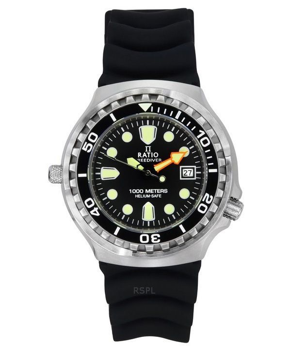 Suhde FreeDiver Version 02 Helium Safe 1000M Sapphire Quartz Black Kellotaulu 1038EF102V-BLK-V02 Miesten kello