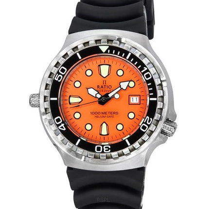 Suhde FreeDiver Helium Safe Sapphire Quartz Orange Kellotaulu 1038EF102V-ORG Miesten 1000M Kello