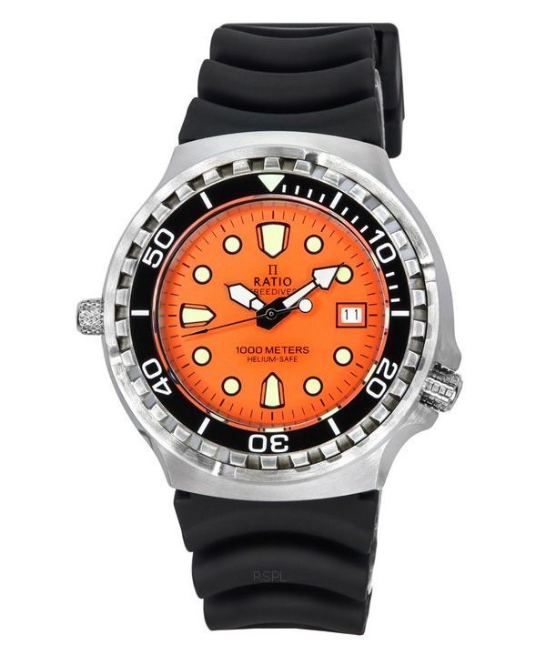 Suhde FreeDiver Helium Safe Sapphire Quartz Orange Kellotaulu 1038EF102V-ORG Miesten 1000M Kello