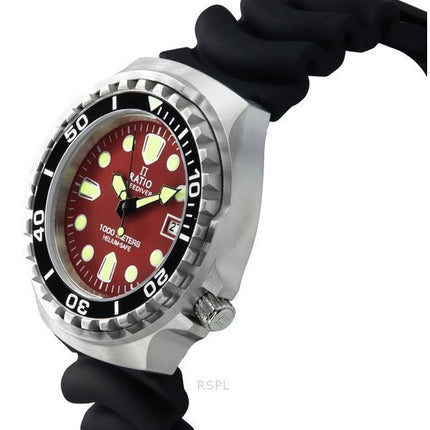 Suhde FreeDiver Version 02 Helium Safe 1000M Sapphire Quartz Red Kellotaulu 1038EF102V-RED-V02 Miesten kello