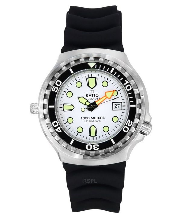 Suhde FreeDiver Version 02 Helium Safe 1000M Sapphire Quartz White Kellotaulu 1038EF102V-WHT-V02 Miesten kello