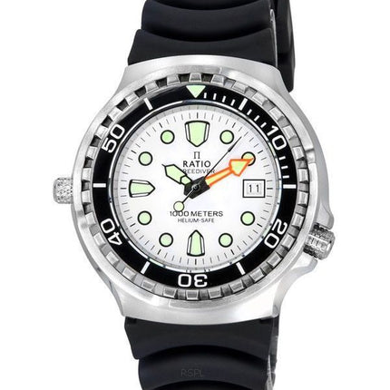 Suhde FreeDiver Helium Safe Sapphire Quartz White Kellotaulu 1038EF102V-WHT 1000M Miesten kello