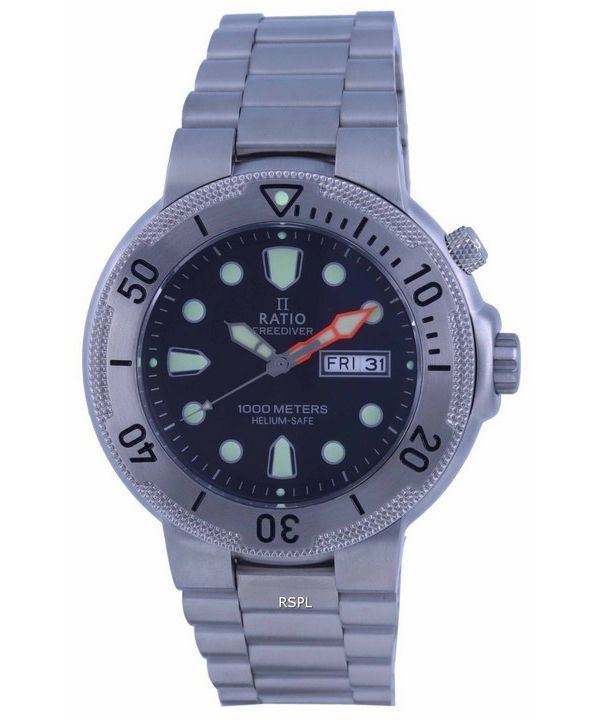 Suhde FreeDiver musta kellotaulu ruostumaton teräskvartsi 1050MD93-02V-BLK 1000M miesten kello