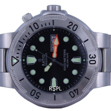 Suhde FreeDiver musta kellotaulu ruostumaton teräskvartsi 1050MD93-02V-BLK 1000M miesten kello