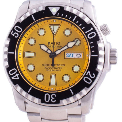 Suhdevapaa Diver Helium-Safe 1000M Sapphire Automaattinen 1068HA96-34VA-YLW miesten kello