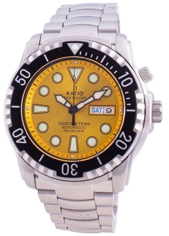 Suhdevapaa Diver Helium-Safe 1000M Sapphire Automaattinen 1068HA96-34VA-YLW miesten kello