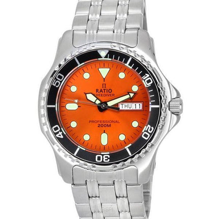 Ratio FreeDiver Professional Sapphire Sunray Orange Kellotaulu Quartz 36JL140-ORG 200M Miesten kello