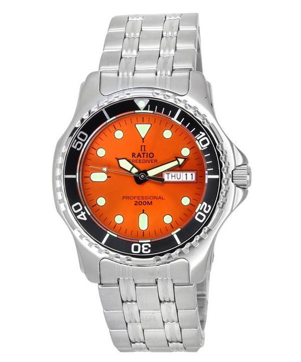 Ratio FreeDiver Professional Sapphire Sunray Orange Kellotaulu Quartz 36JL140-ORG 200M Miesten kello