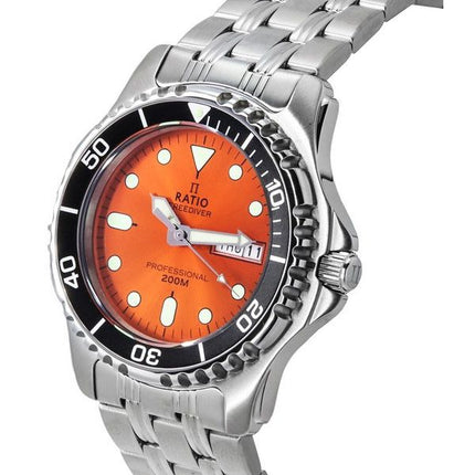 Ratio FreeDiver Professional Sapphire Sunray Orange Kellotaulu Quartz 36JL140-ORG 200M Miesten kello