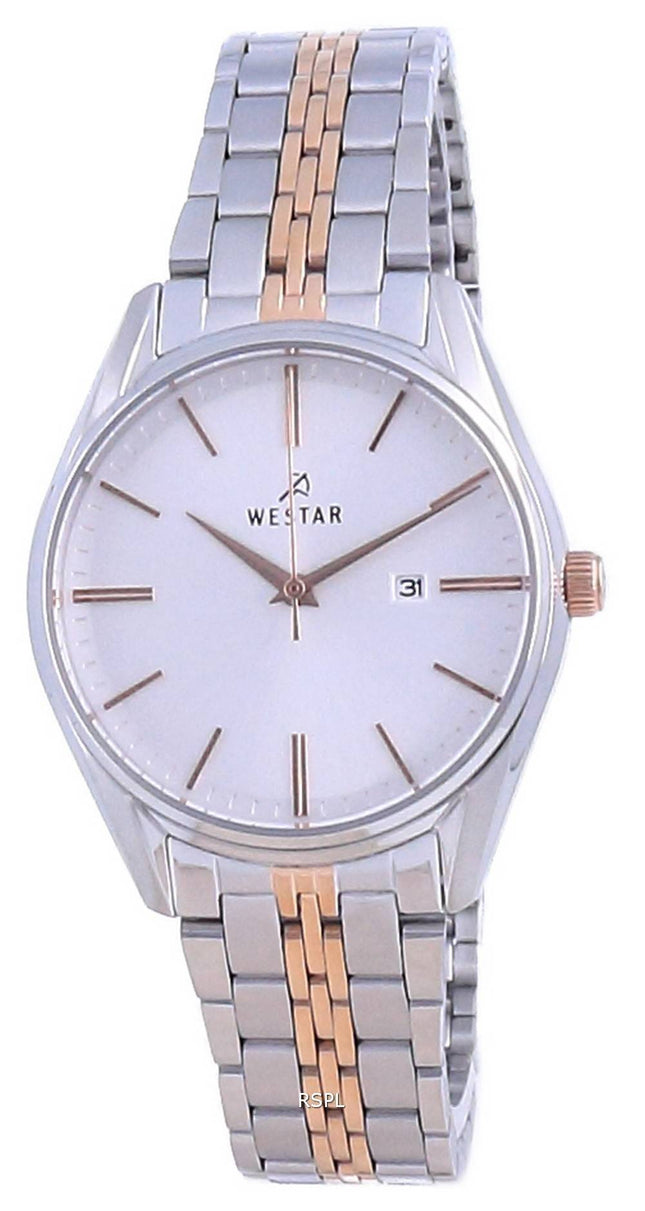 Westar Silver Dial kaksisävyinen ruostumaton teräs kvartsi 40210 SPN 607 naisten kello