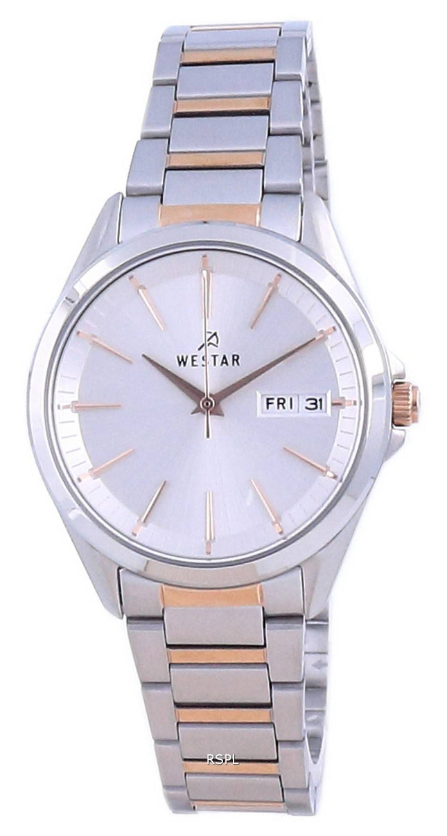 Westar Silver Dial kaksisävyinen ruostumaton teräs kvartsi 40212 SPN 607 naisten kello