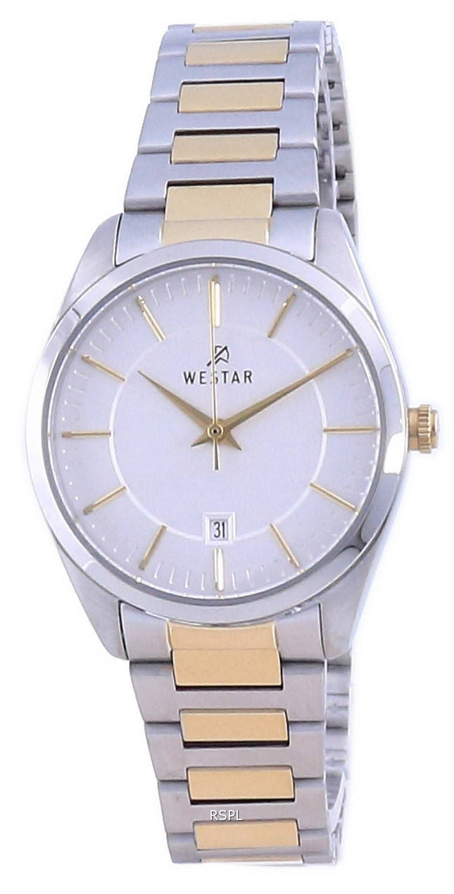 Westar Silver Dial kaksisävyinen ruostumaton teräs kvartsi 40213 CBN 107 naisten kello