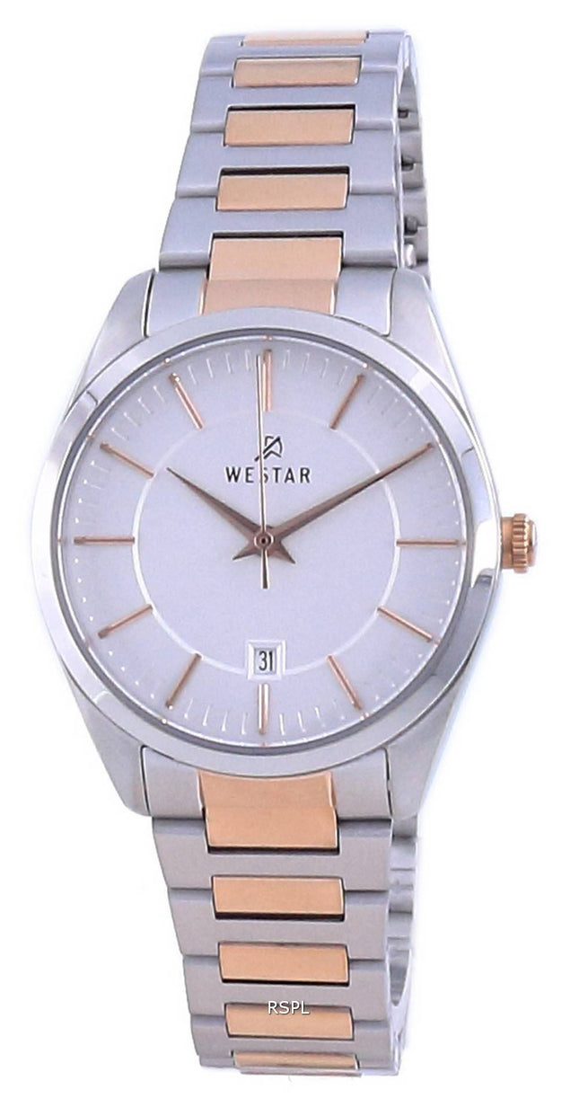 Westar Silver Dial kaksisävyinen ruostumaton teräs kvartsi 40213 SPN 607 naisten kello