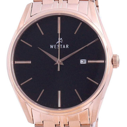 Westar Black Dial Rose Gold sävy ruostumatonta terästä kvartsi 50210 PPN 603 miesten kello