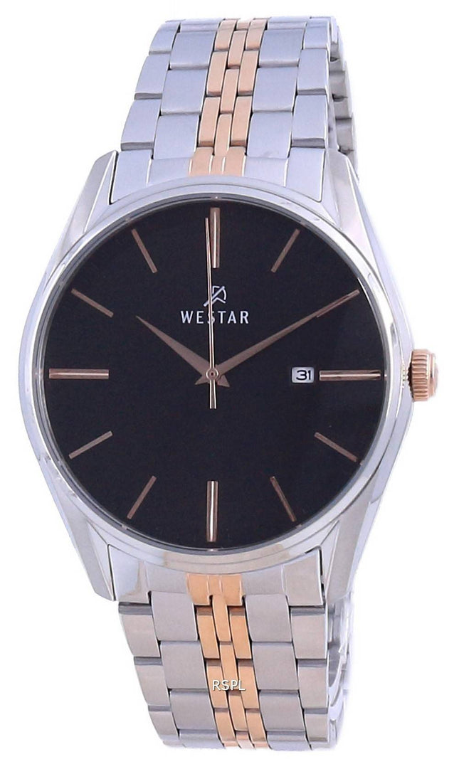 Westar Black Dial kaksisävyinen ruostumaton teräs kvartsi 50210 SPN 603 miesten kello