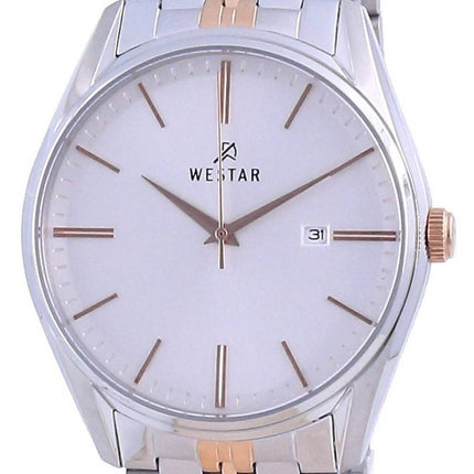 Westar Silver Dial kaksisävyinen ruostumaton teräs kvartsi 50210 SPN 607 miesten kello