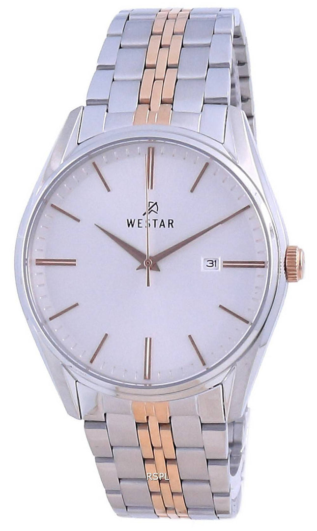 Westar Silver Dial kaksisävyinen ruostumaton teräs kvartsi 50210 SPN 607 miesten kello