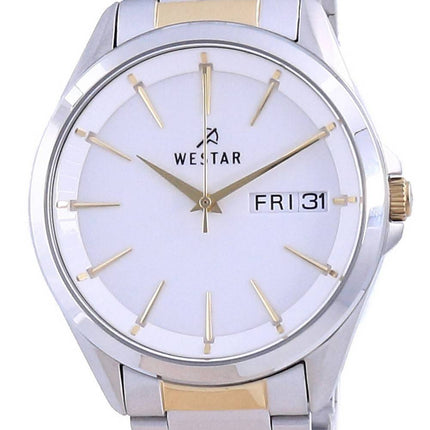 Westar White Dial kaksisävyinen ruostumaton teräs kvartsi 50212 CBN 101 miesten kello