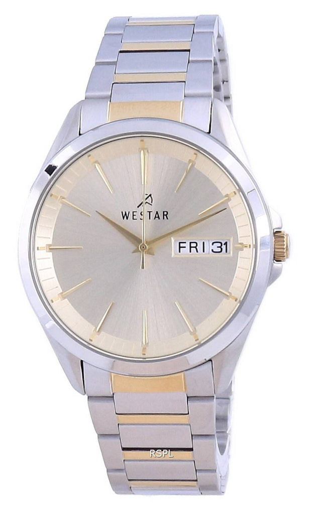 Westar Champagne Dial kaksisävyinen ruostumaton teräs kvartsi 50212 CBN 102 miesten kello