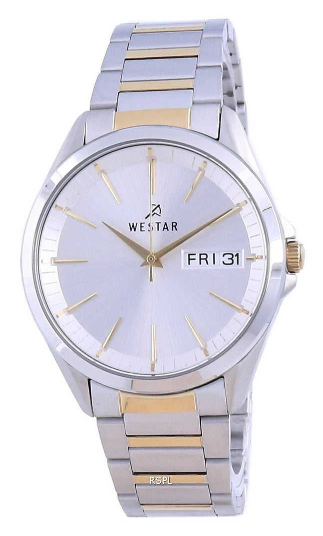 Westar Silver Dial kaksisävyinen ruostumaton teräs kvartsi 50212 CBN 107 miesten kello