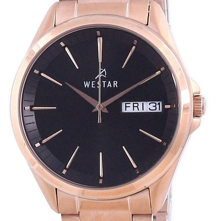 Westar Black Dial Rose Gold sävy ruostumatonta terästä kvartsi 50212 PPN 603 miesten kello