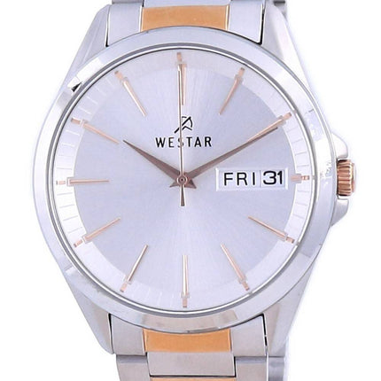 Westar Silver Dial kaksisävyinen ruostumaton teräs kvartsi 50212 SPN 607 miesten kello