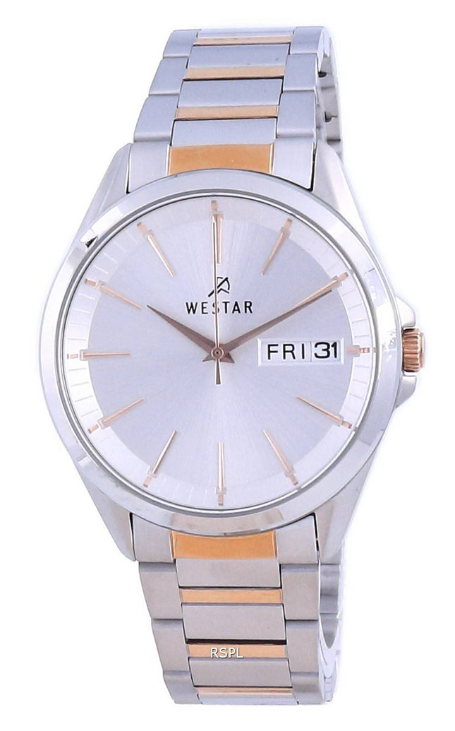 Westar Silver Dial kaksisävyinen ruostumaton teräs kvartsi 50212 SPN 607 miesten kello