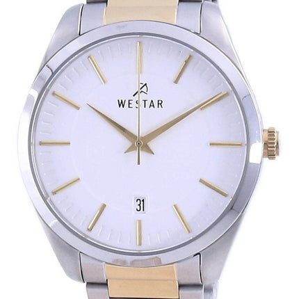 Westar White Dial kaksisävyinen ruostumaton teräs kvartsi 50213 CBN 101 miesten kello