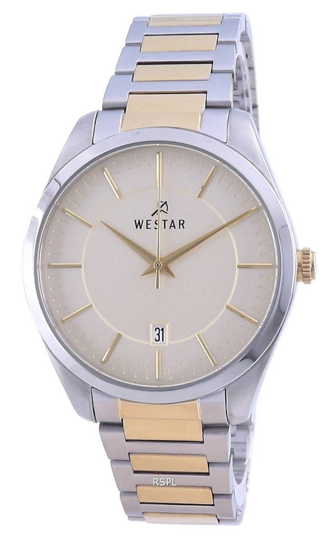 Westar Champagne Dial kaksisävyinen ruostumaton teräs kvartsi 50213 CBN 102 miesten kello