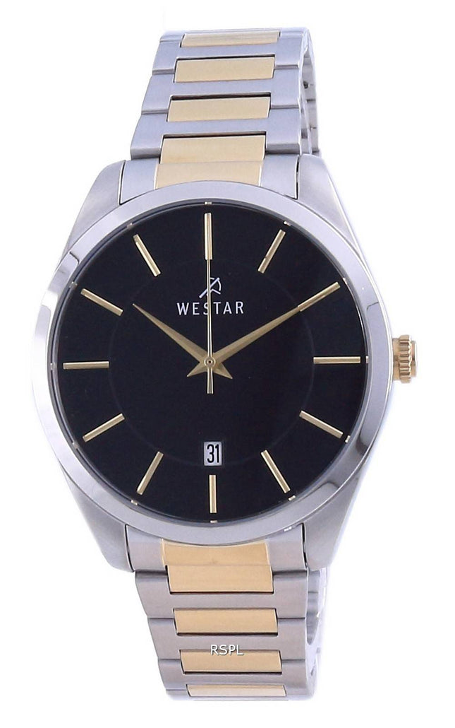 Westar Black Dial kaksisävyinen ruostumaton teräs kvartsi 50213 CBN 103 miesten kello