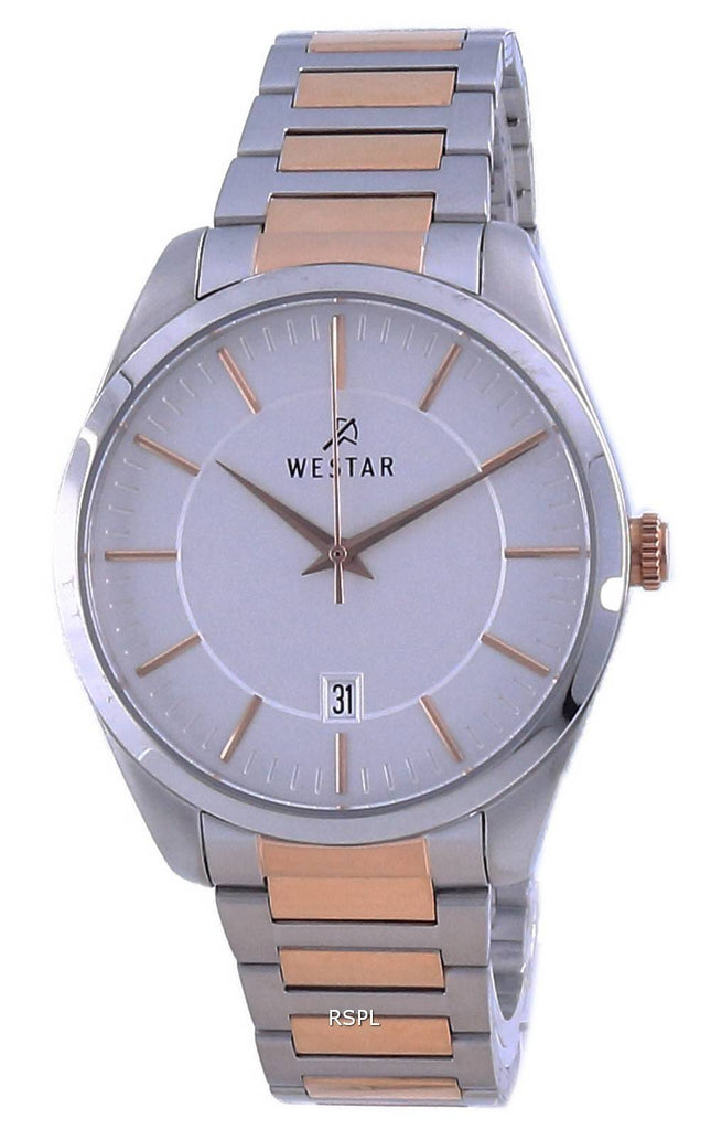 Westar Silver Dial kaksisävyinen ruostumaton teräs kvartsi 50213 SPN 607 miesten kello