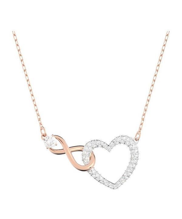 Swarovski Hyperbola Infinity ja Heart -sekoitettu metallipintainen kaulakoru 5518865 naisille