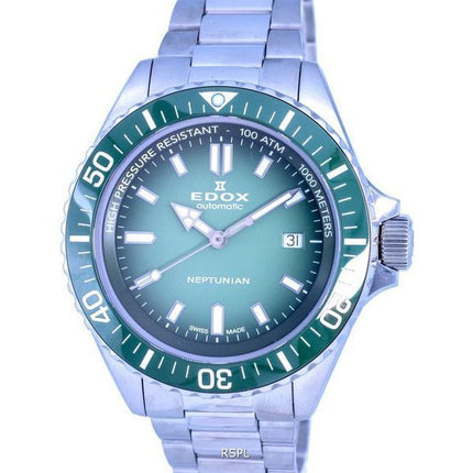 Edox SkyDiver Diver&#39,s ruostumattomasta teräksestä valmistettu vihreä kellotaulu 801203VMVDN1 1000M miesten kello