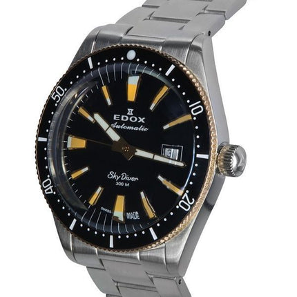 Edox Skydiver Limited Edition musta kellotaulu automaattinen sukeltaja 80126357RNMNIRB 300M miesten kello