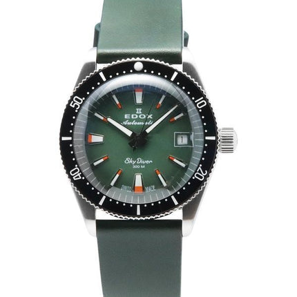 Edox Skydiver Special Edition Green Dial automaattinen sukeltaja 801313NCVI 300M miesten kello lisähihnalla