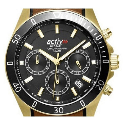 Westar Activ Chronograph nahkaranneke musta kellotaulu kvartsi 90245GPN183 100M miesten kello