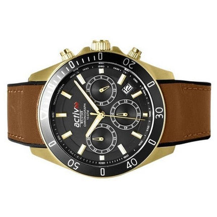 Westar Activ Chronograph nahkaranneke musta kellotaulu kvartsi 90245GPN183 100M miesten kello