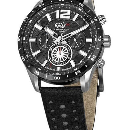 Westar Activ Chronograph nahkaranneke musta kellotaulu kvartsi 90249SBN103 100M miesten kello