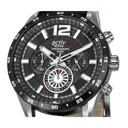 Westar Activ Chronograph nahkaranneke musta kellotaulu kvartsi 90249SBN103 100M miesten kello