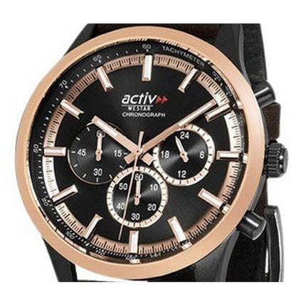 Westar Activ Chronograph nahkaranneke musta kellotaulu kvartsi 90265BPN603 100M miesten kello