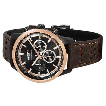 Westar Activ Chronograph nahkaranneke musta kellotaulu kvartsi 90265BPN603 100M miesten kello