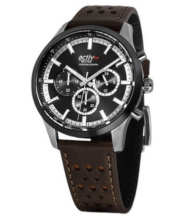 Westar Activ Chronograph nahkaranneke musta kellotaulu kvartsi 90265SBN123 miesten kello