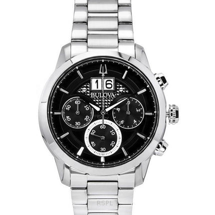 Bulova Sutton Big Date Chronograph ruostumaton teräs musta kellotaulu kvartsi 96B319 miesten kello