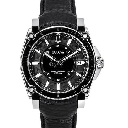 Bulova Icon Precisionist nahkaranneke harmaa kellotaulu kvartsi 96B416 100M miesten kello