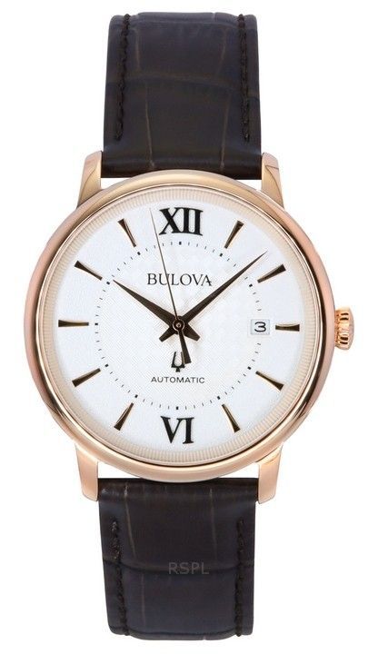 Bulova Hudson nahkaranneke, hopea kellotaulu, automaattinen 97B225 miesten kello