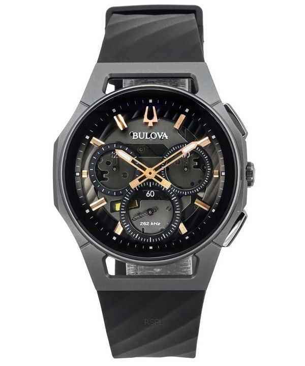 Bulova Curv Chronograph kumihihna harmaa kellotaulu kvartsi 98A162 miesten kello